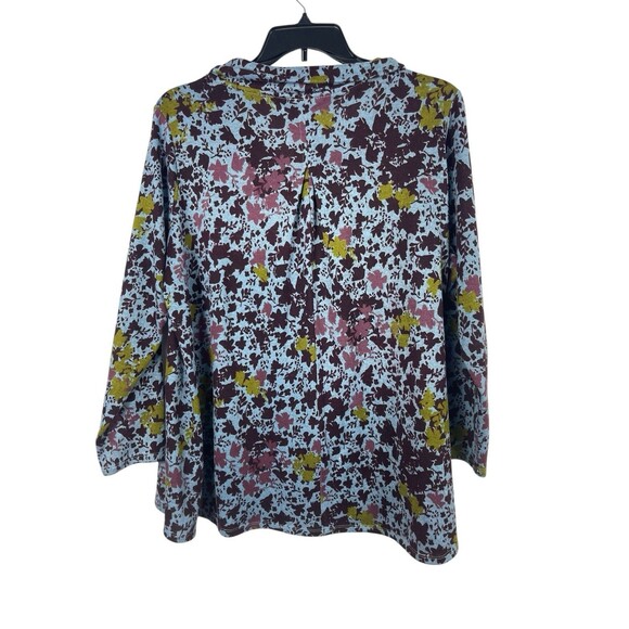 LOGO Lori Goldstein 2X Floral Print Shawl V-Neck Tunic Top Burgundy Blue Pockets - Picture 5 of 14